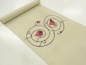 アンティーク　塩瀬手描き唐草模様名古屋帯地反物